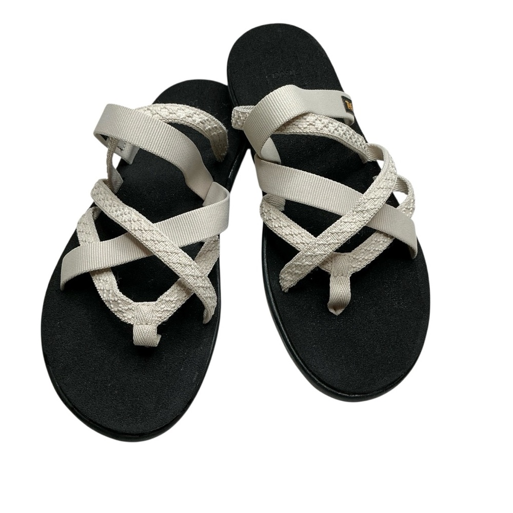 Teva Women's Voya Zillesa Sandals with Black and Cream Straps Size 10